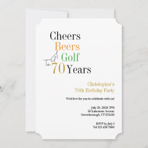 Invitación Cumpleaños 70 Golf Cheers Cervezas Fiesta Mínima