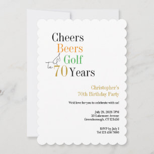 Invitación Cumpleaños 70 Golf Cheers Cervezas Fiesta Mínima