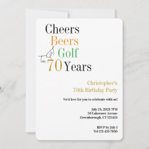 Invitación Cumpleaños 70 Golf Cheers Cervezas Fiesta Mínima