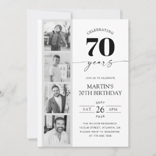 Invitación Cumpleaños 70 Minimalista Tira de Película