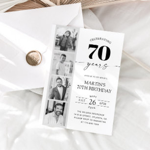 Invitación Cumpleaños 70 Minimalista Tira de Película