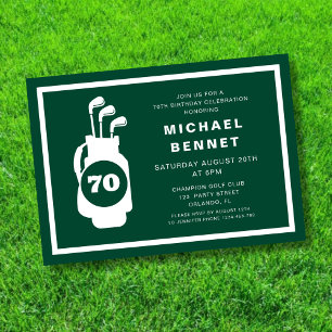 Invitación Cumpleaños 70 Modern Green Golf