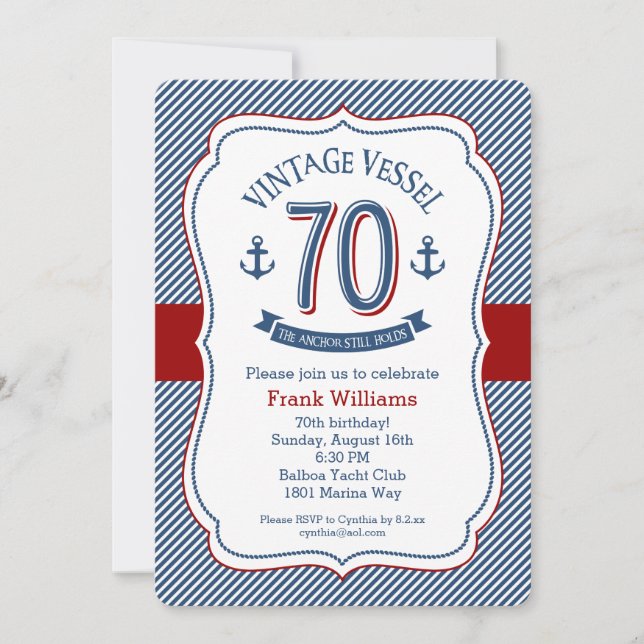 Invitación Cumpleaños 70 Náutica (Anverso)