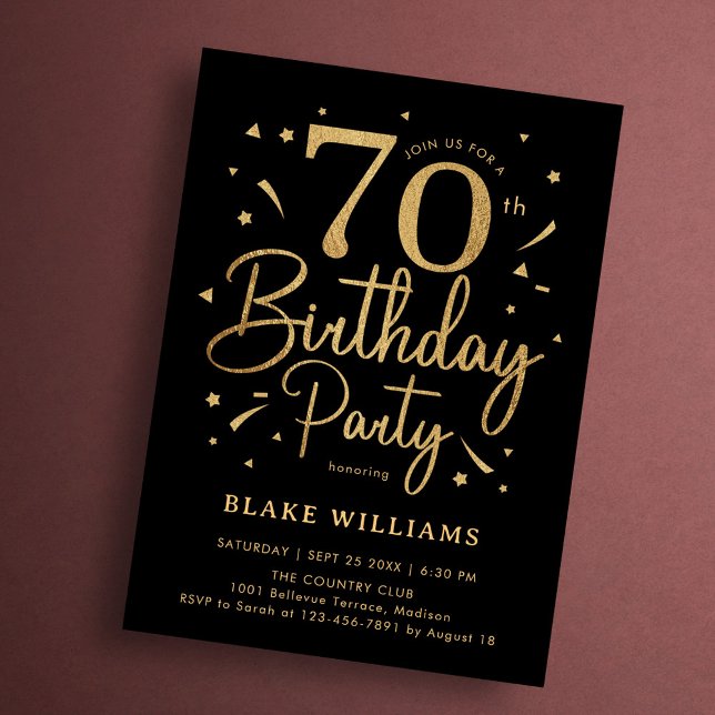 Invitación Cumpleaños 70 negro oro (Subido por el creador)
