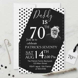 Invitación Cumpleaños 70 personalizado con foto de papá con l