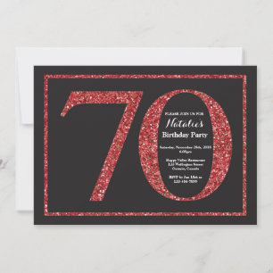 Invitación Cumpleaños 70 Rojo Brillo Pizarra