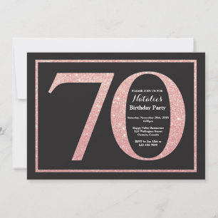 Invitación Cumpleaños 70 Rosa Dorado Brillante Pizarra