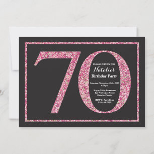 Invitación Cumpleaños 70 Rosa Tiza Brillante