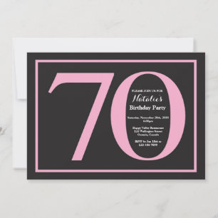 Invitación Cumpleaños 70 Rosa y Pizarra Negra