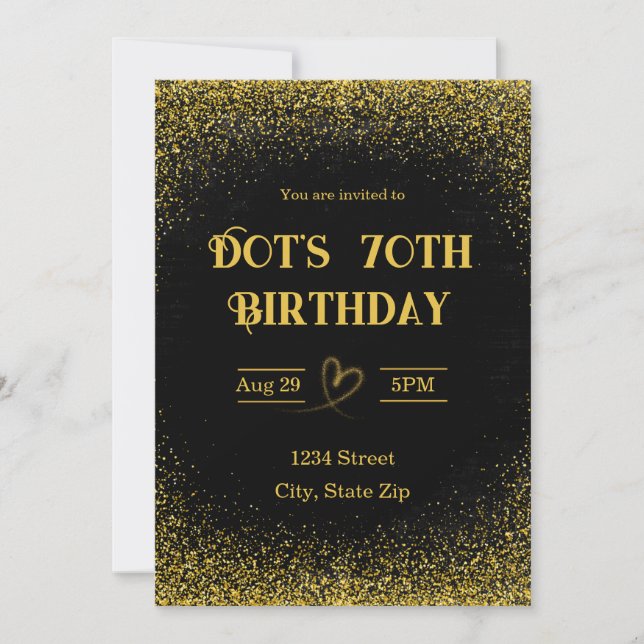 Invitación Cumpleaños 70 - Setenta en Oro (Anverso)