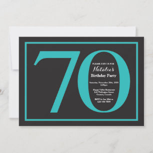 Invitación Cumpleaños 70 Teal y Pizarra Negra