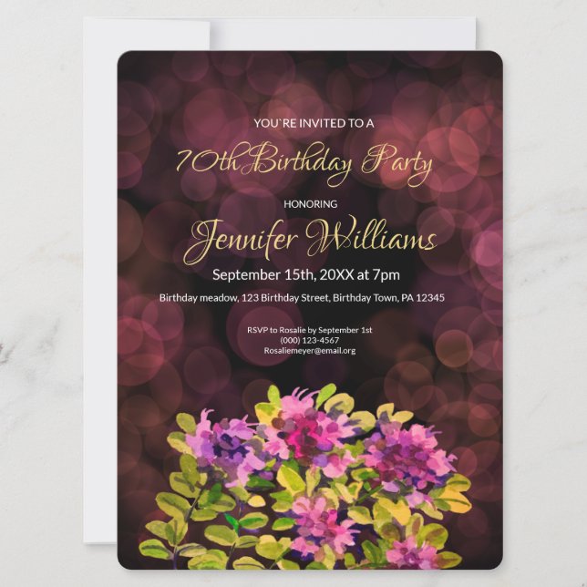 invitación cumpleaños 70 tomillo (Anverso)