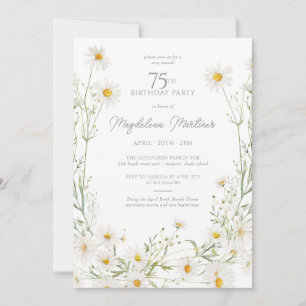 Invitación Cumpleaños 75 Abril Flor del Mes de Nacimiento Mar