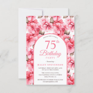 Invitación Cumpleaños 75 Arco floral jardín bonito rosa elega