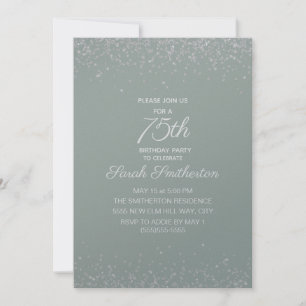 Invitación Cumpleaños 75 Brillante Verde Salvia Diamante Plat