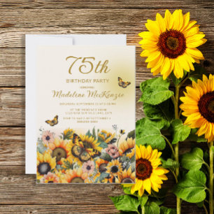 Invitación Cumpleaños 75 de Mariposas Girasoles