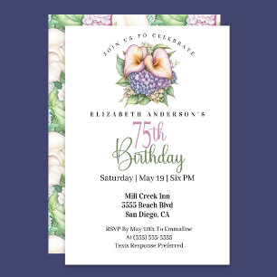 Invitación Cumpleaños 75 de Pretty Pastel Calla Lily