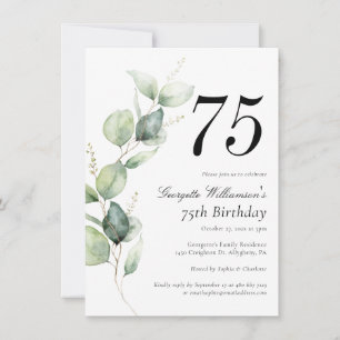 Invitación Cumpleaños 75 Script Acuarela