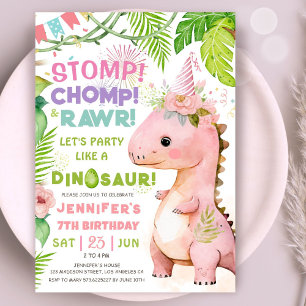 Invitación Cumpleaños 7 de Dinosaurio Fiesta de Dinosaurios R