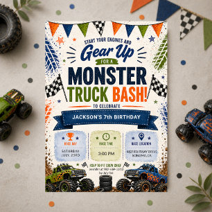 Invitación Cumpleaños 7 de niños de Monster Truck