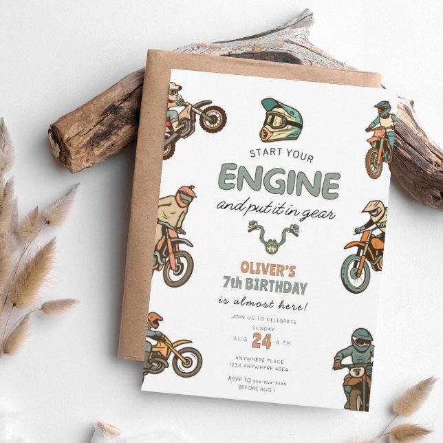 Invitación Cumpleaños 7 del niño de moto de cross (Subido por el creador)