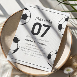 Invitación Cumpleaños 7 del niño fútbol soccer tiempo de jueg