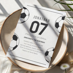 Invitación Cumpleaños 7 del niño fútbol soccer tiempo de jueg