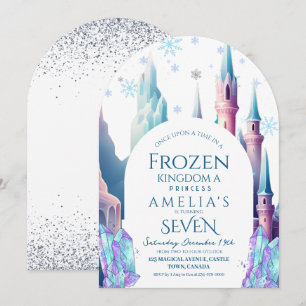 Invitación Cumpleaños 7 Frozen Castillo de Dibujos Animados