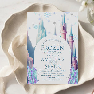 Invitación Cumpleaños 7 Frozen Castillo de Dibujos Animados