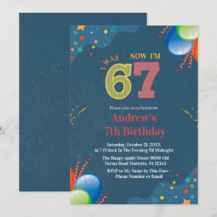 Invitación Cumpleaños 7 Fui 6 Ahora Soy 7 personalizado