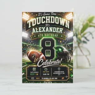 Invitación Cumpleaños 8º Fútbol Americano Gay Juego Touchdown