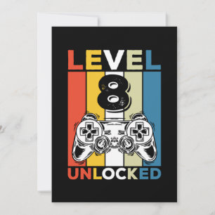 Invitación Cumpleaños 8º nivel Desbloqueado 8 Vintage de jueg
