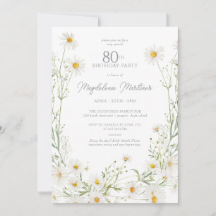 Invitación Cumpleaños 80 Abril Flor del Mes de Nacimiento Mar