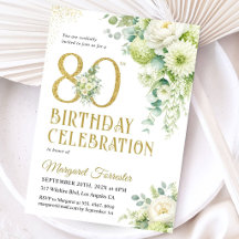 Cumpleaños 80 Blancas Flores de Eucalipto con Bril