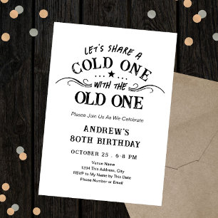 Invitación Cumpleaños 80 con Cerveza Fría con el Viejo