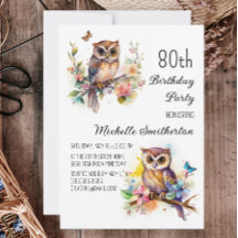 Cumpleaños 80 con flores de primavera y mariposas 