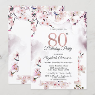 Invitación Cumpleaños 80 de Cherry Blossom