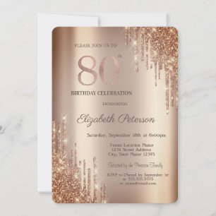 Invitación Cumpleaños 80 de Cooper Glitter Drips