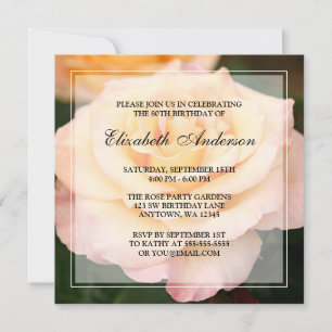 Invitación Cumpleaños 80 de Fiesta de Rosa Rosa Melocotón