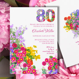Invitación Cumpleaños 80 de la Floral - Fiesta elegante del J