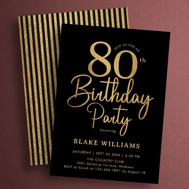 Invitación Cumpleaños 80 de Oro Negro (Subido por el creador)