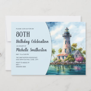 Invitación Cumpleaños 80 de Palmeras Tropicales Faro