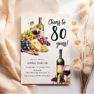 Invitación Cumpleaños 80 De Queso Y Vino De Charcutería Para 