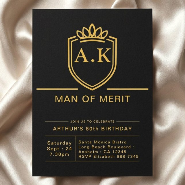 Invitación Cumpleaños 80 del Esposo Fiesta de Oro Negro (80th birthday invite on cloth back ground)