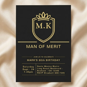 Invitación Cumpleaños 80 del padre, 80 años, fiesta de oro ne