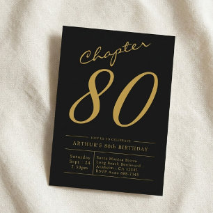 Invitación Cumpleaños 80 del padre 80 años fiesta de oro negr
