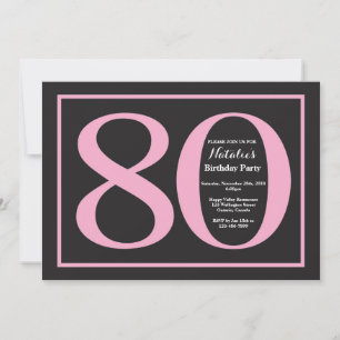 Invitación Cumpleaños 80 en Pizarra Rosa y Negra