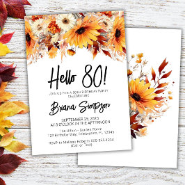 Invitación Cumpleaños 80 floral de otoño