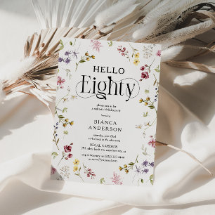 Invitación Cumpleaños 80 'Hola Ochenta' Flor Silvestre Elegan