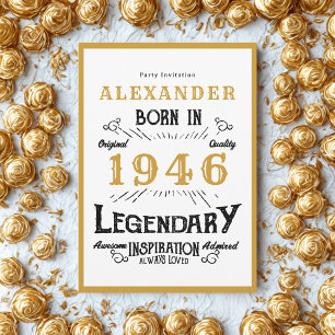 Invitación Cumpleaños 80 Nació en 1946 Leyenda de Oro Blanco